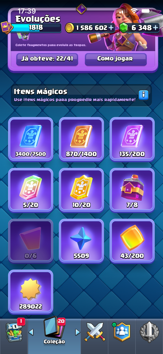 CONTA CLASH ROYALE RARA 12.500 TROFÉUS | 22 EVOS | 6K GEMAS | 8 ANOS