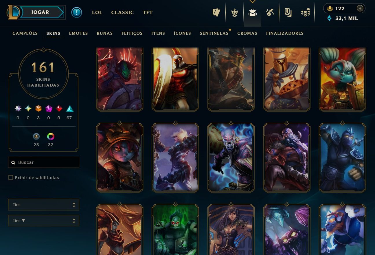 Conta de 2020 - 161 Skins - Lvl 259 - 123 Campeões - 33K de Ea - 32 Cromas