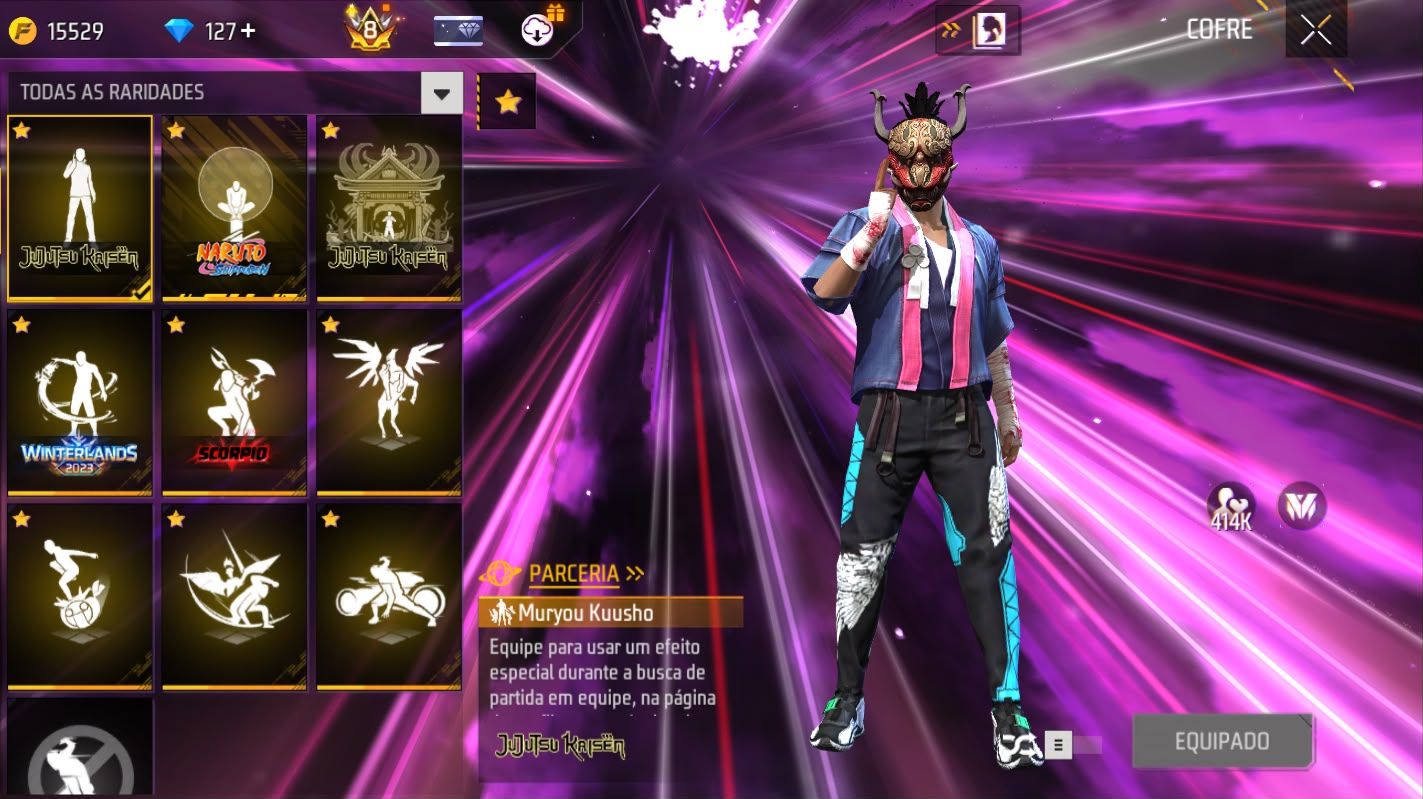 Conta free fire gemada com primeiro terceiro setimo passe 970 peitorais prime 8