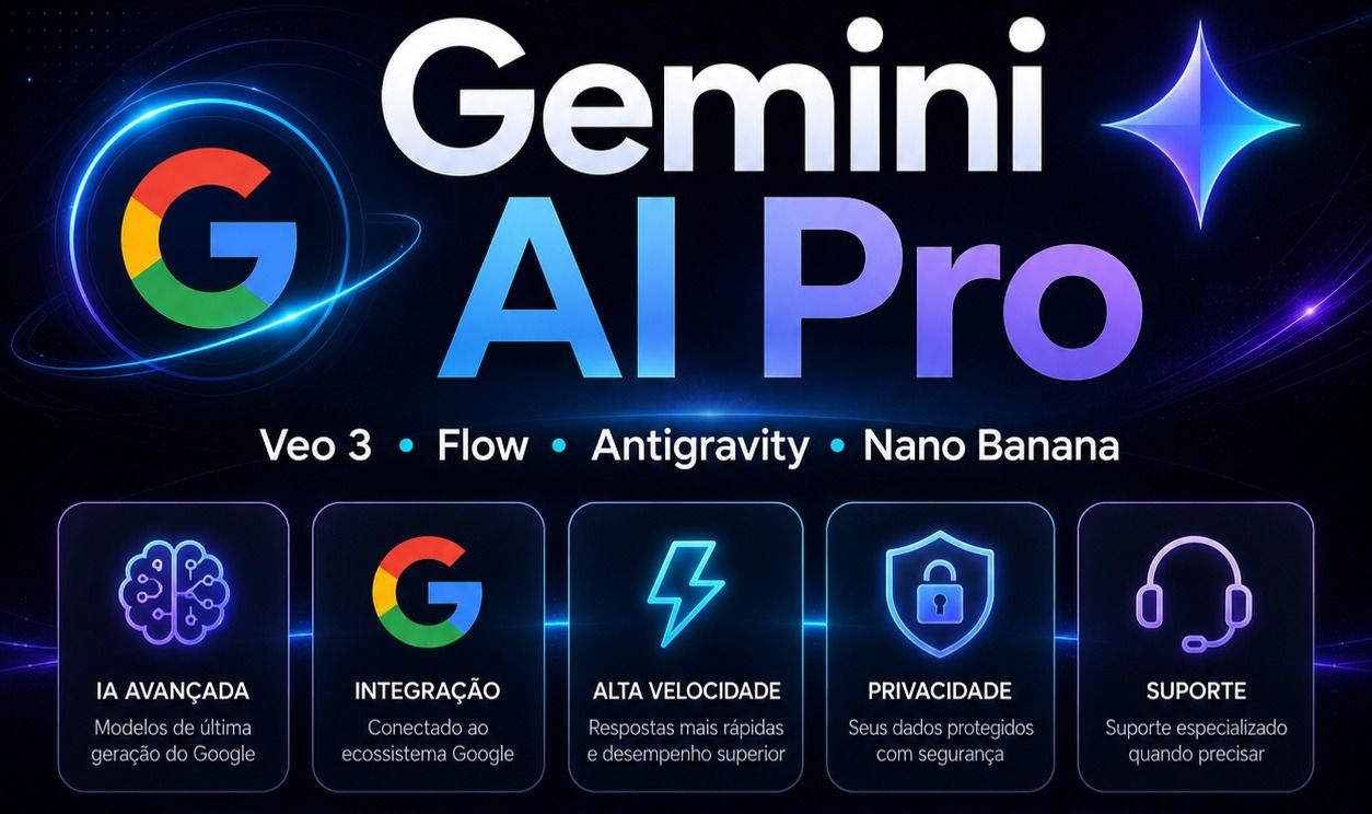 Gemini AI Pro + Veo 3 + Flow + Antigravity + Nano Banana | 30 Dias