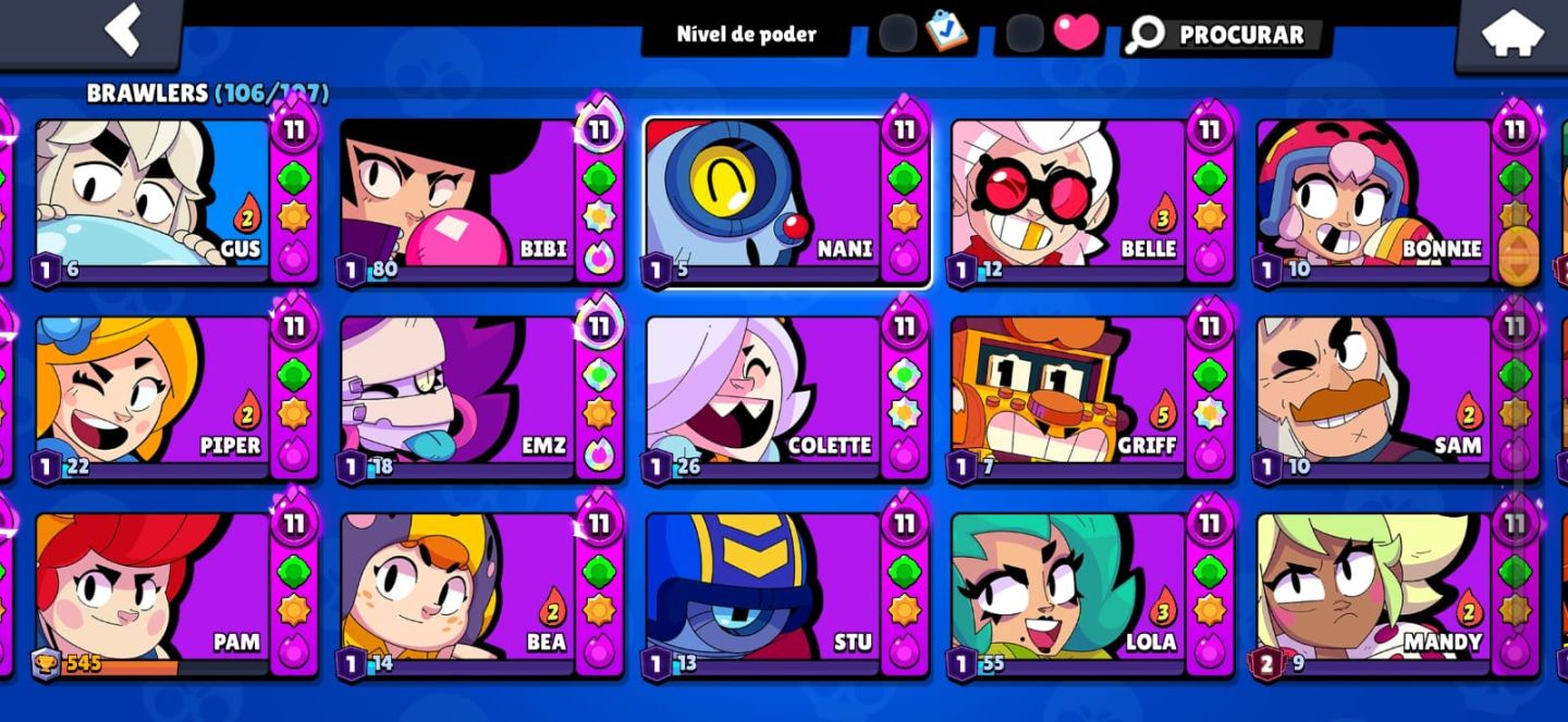 Conta de Brawl Stars | Full hypercarge | Pin matcherino | leia a descrição