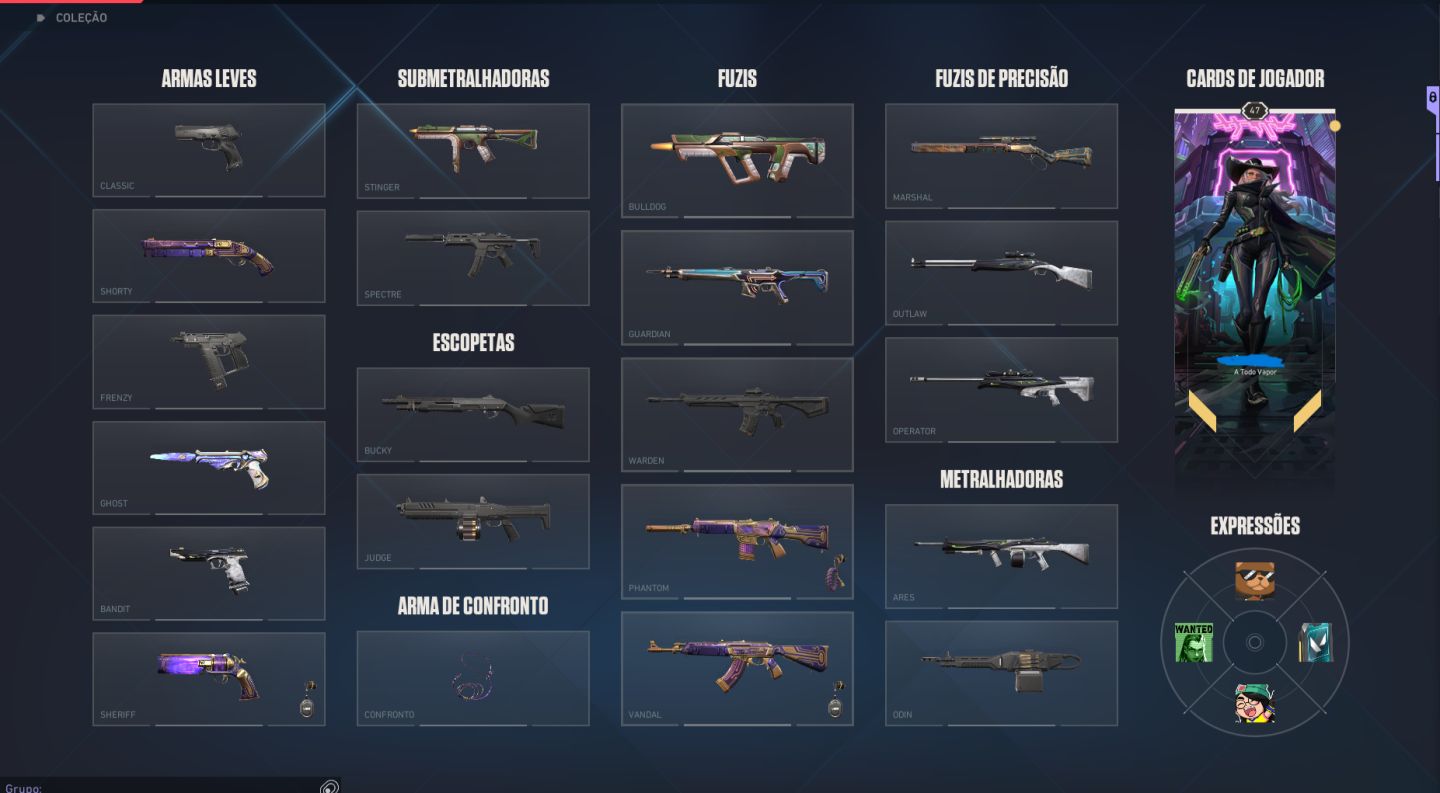Conta de valorant - diamante 1 com pacote neo-oeste completo e outras skins