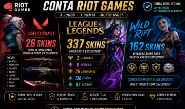 Conta Riot Games (LOL, Valorant, Wild Rift) + Varias skins em todos os jogos
