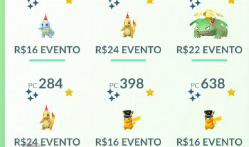 Promoção de pokémon de evento shiny, lendário shiny com fundo e muito mais.