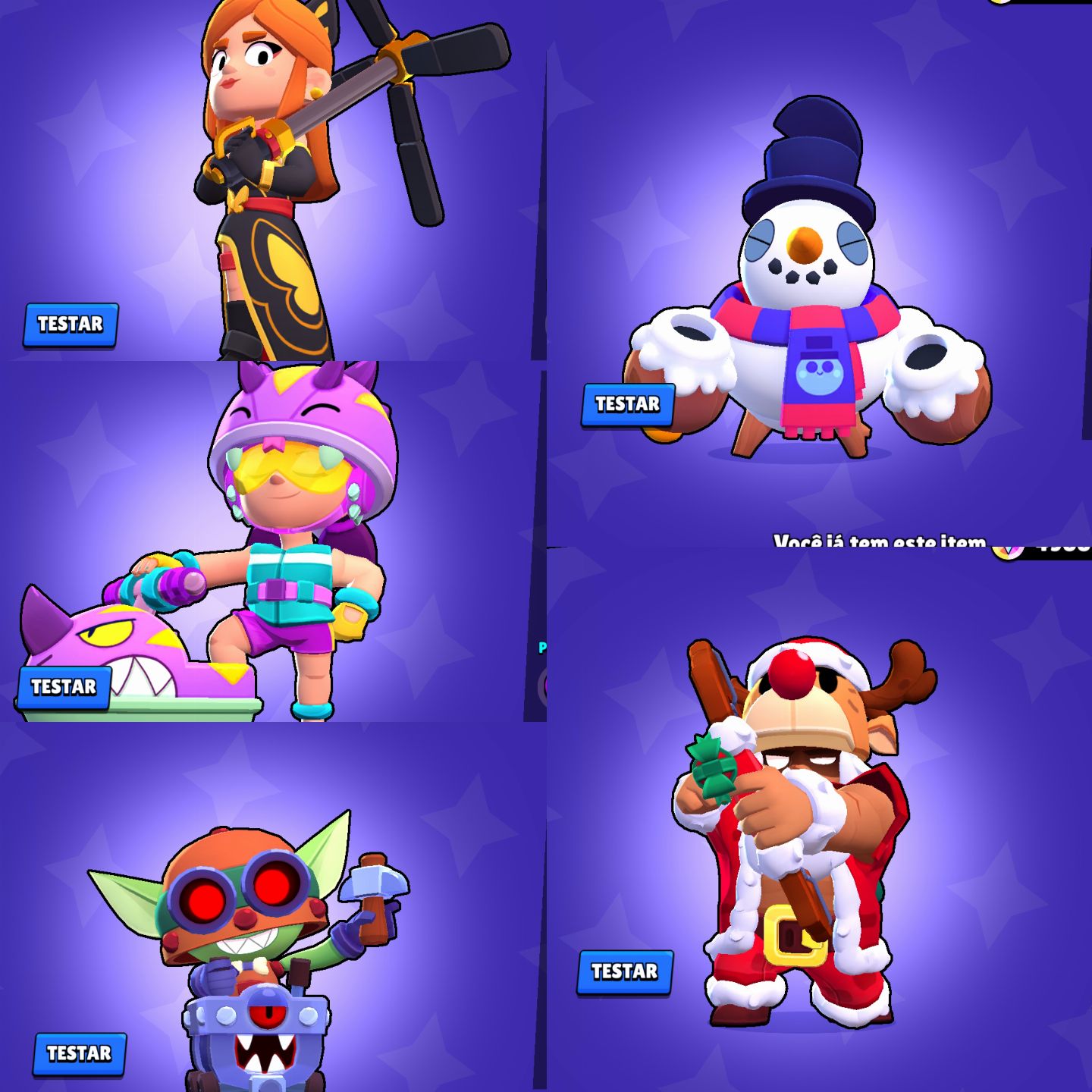 CONTA BRAWL STARS GEMADA COM VÁRIAS SKINS VALIOSAS