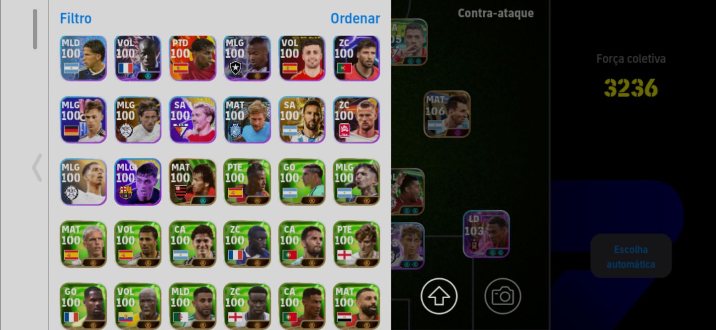 Conta Meta de Efootball Mobile com Messi 2021, Suarez, Cavani, Rivaldo e Mathaus