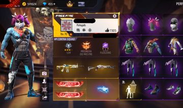 Conta free fire gemada com bandeirao mandela angelical barbinha punho passe raro
