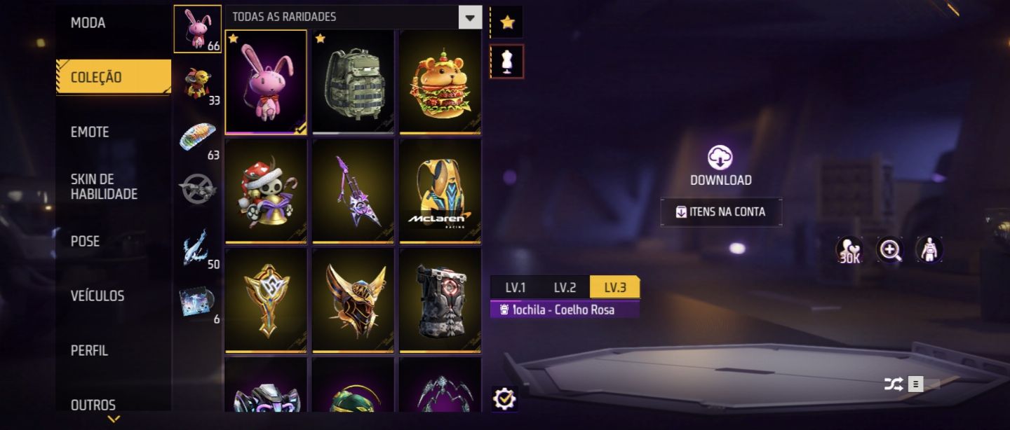 CONTA DE FF BRABA COM VARIAS SKINS