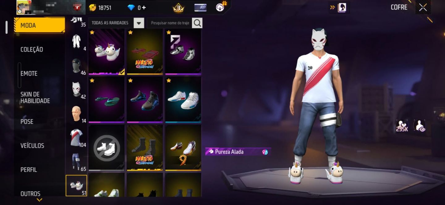 CONTA DE FREE FIRE COM NARUTO