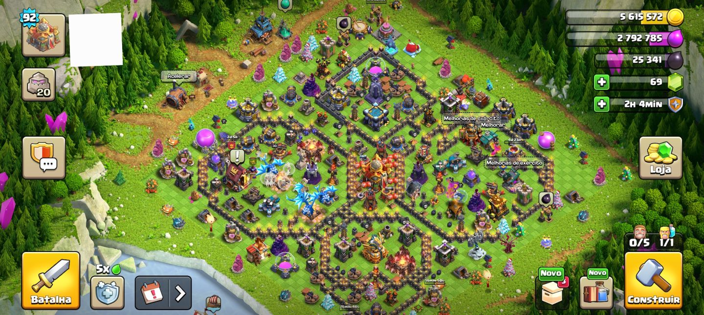 CONTA CLASH OF CLANS RUCHADA level 90 com 5 construtor e tropas evoluídas