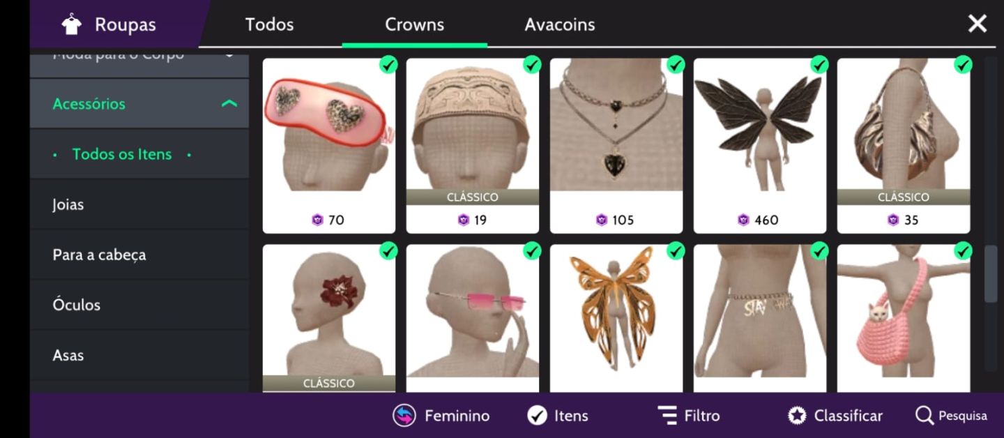 Contas avakin life feminina melhores roupas