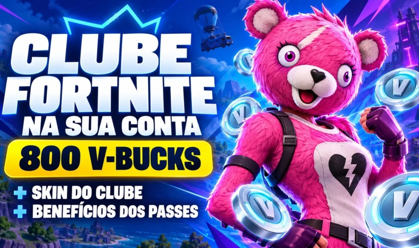 Conta Clube Fortnite na Sua Conta - Recebe 800 V-bucks + Benefícios dos Passes!