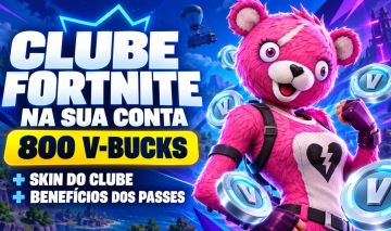 Conta Clube Fortnite na Sua Conta - Recebe 800 V-bucks + Benefícios dos Passes!
