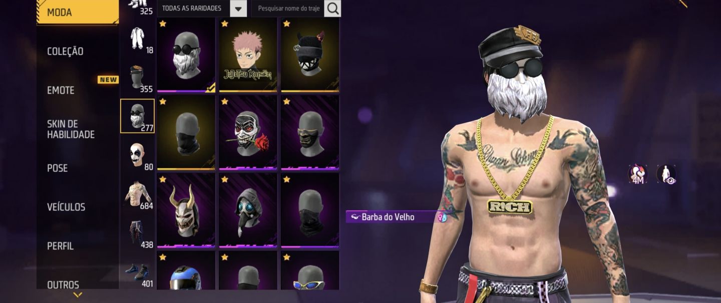 Conta free fire skin sombra boral, skins armas evolutivas