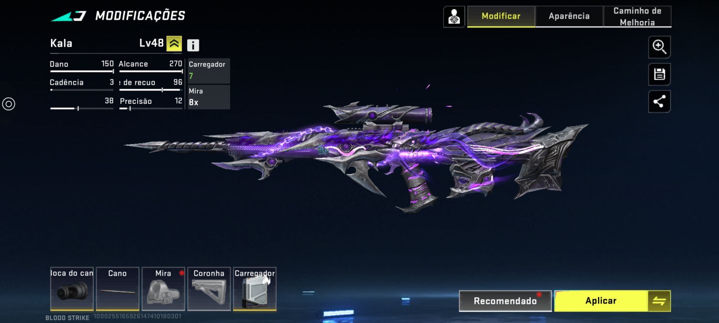 Conta blood stick gemada com armas eternas e evo da nova