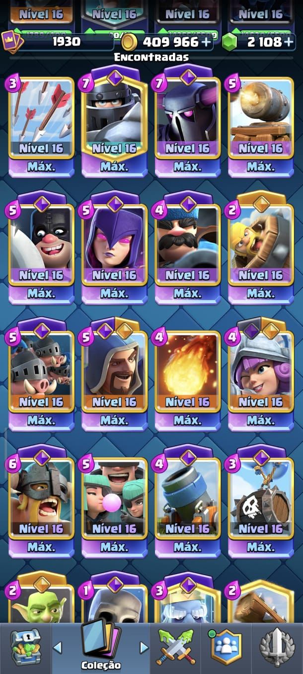 CONTA CLASH ROYALE | NIVEL 1930 | 48 CARTAS LVL 16 | 31 EVOLUÇÕES | 8 ANOS