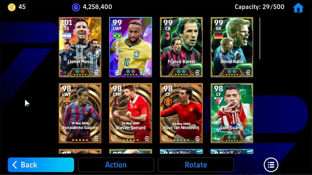 CONTA EFOOTBALL 3200 FC |MESSI 108 |NEYMAR 105 | BARESI 105 | KAHN 105 | 4.2M GP