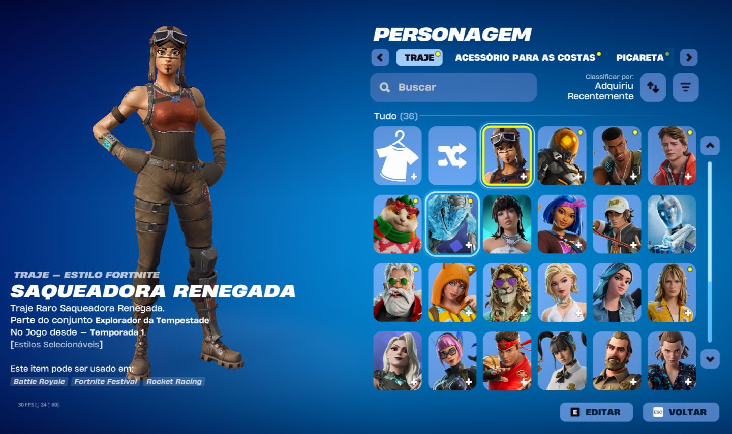 Conta fortnite com a renigade raider