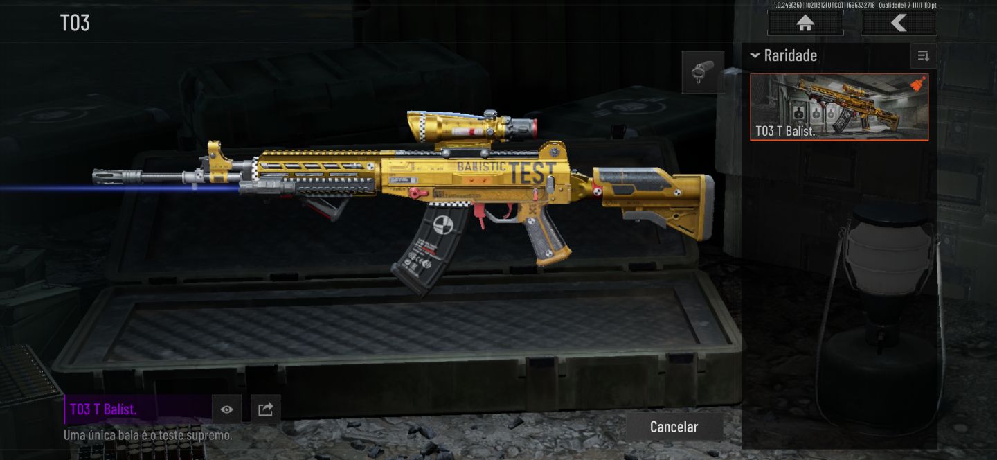 Conta Arena breakout mobile 12 milhões de armazém com skin de armas douradas