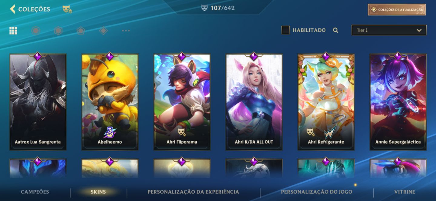 Conta main Evelyn, zoe e ahri com quase todas da seraphine