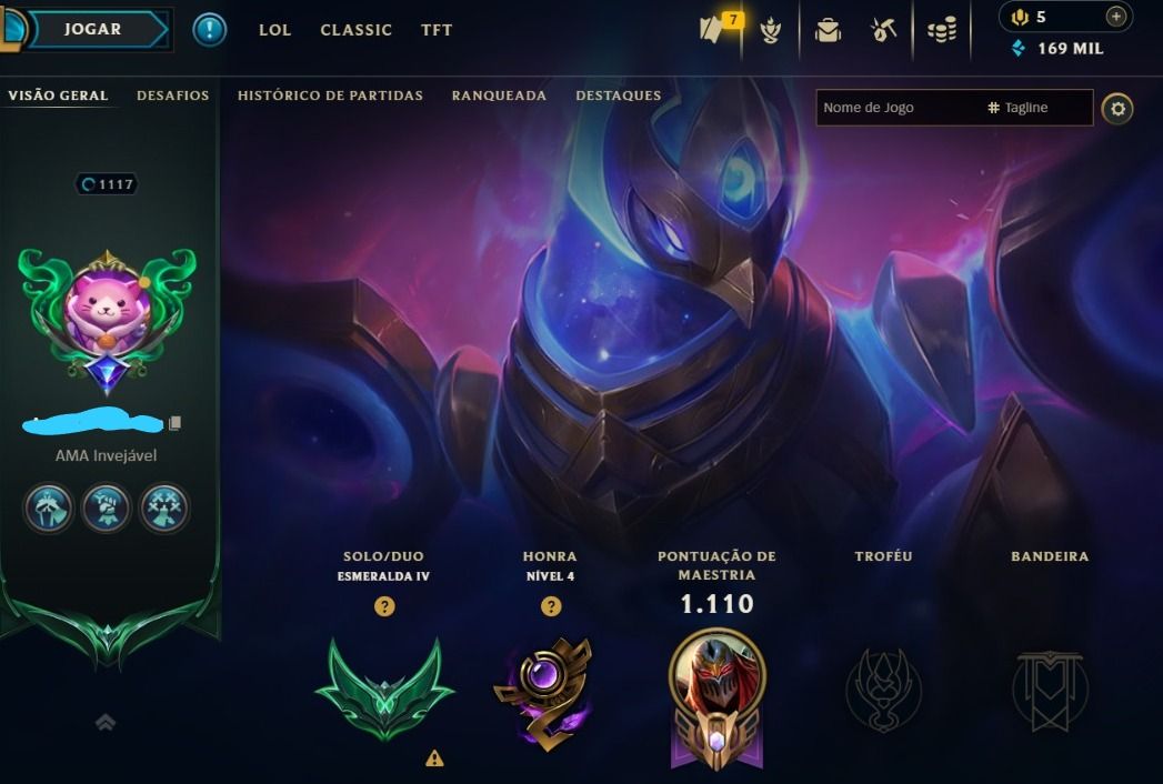 Conta lv 1117 esmeralda 4 com 308 skins