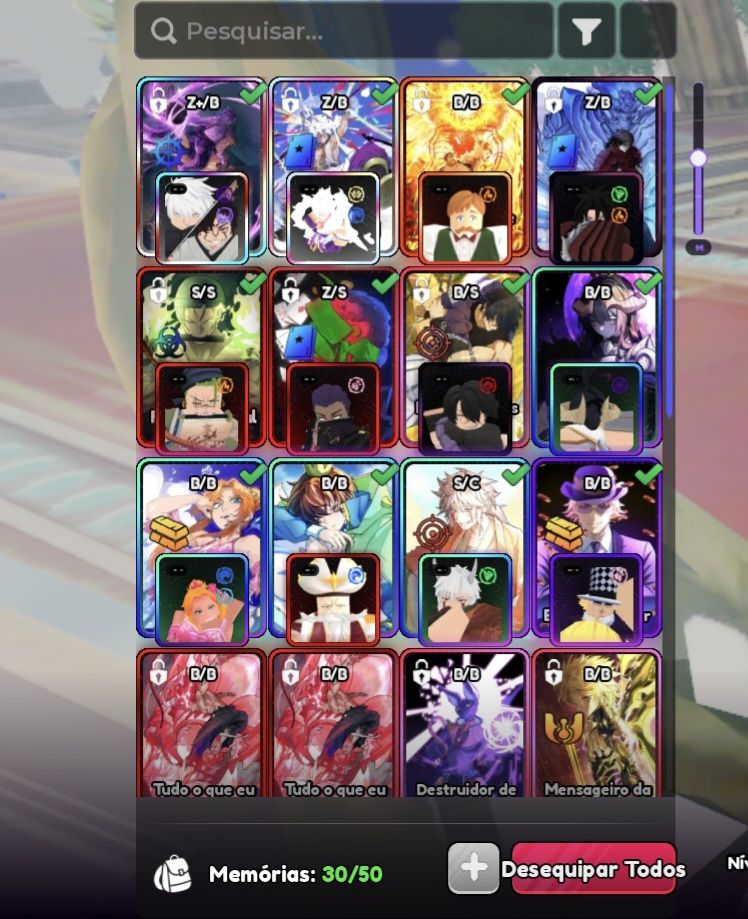 Conta Roblox, muito upada no anime vanguards