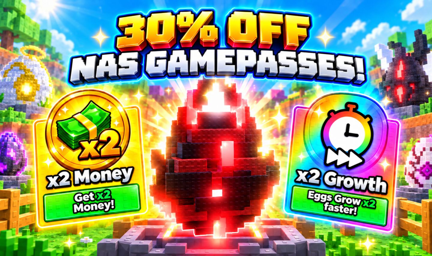 [20% OFF] Gamepasses Roube um Ovo | X2 Money & X2 Growth | Entrega Rápida