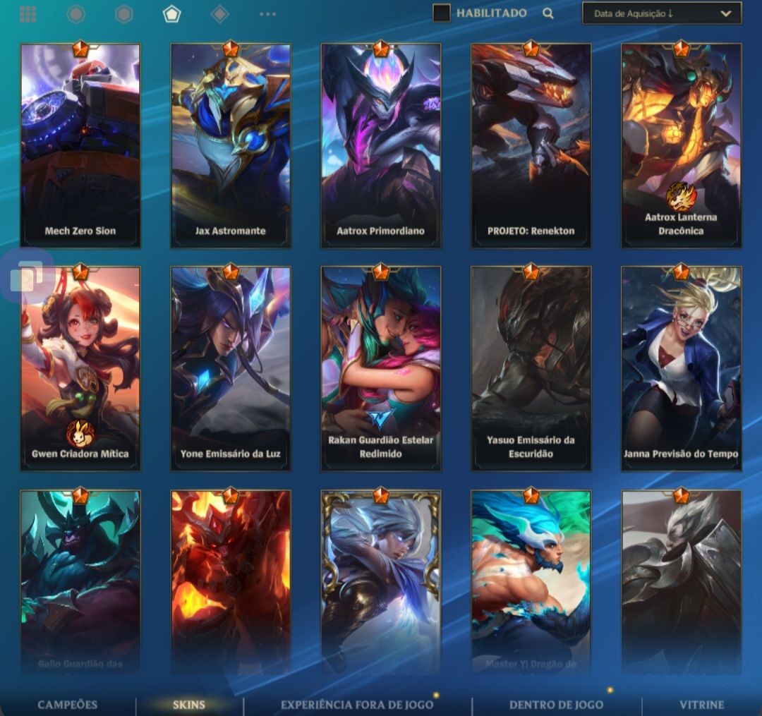 CONTA WILD RIFT MONARCA/LENDA 65,8K COLECÃO MAIN TOP