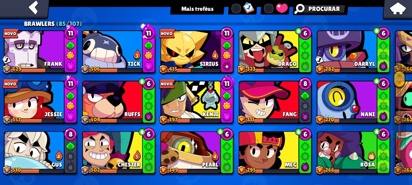 CONTA BRAWL STARS 46K TROFÉUS - 85 BRAWLERS + PRESTÍGIO 25