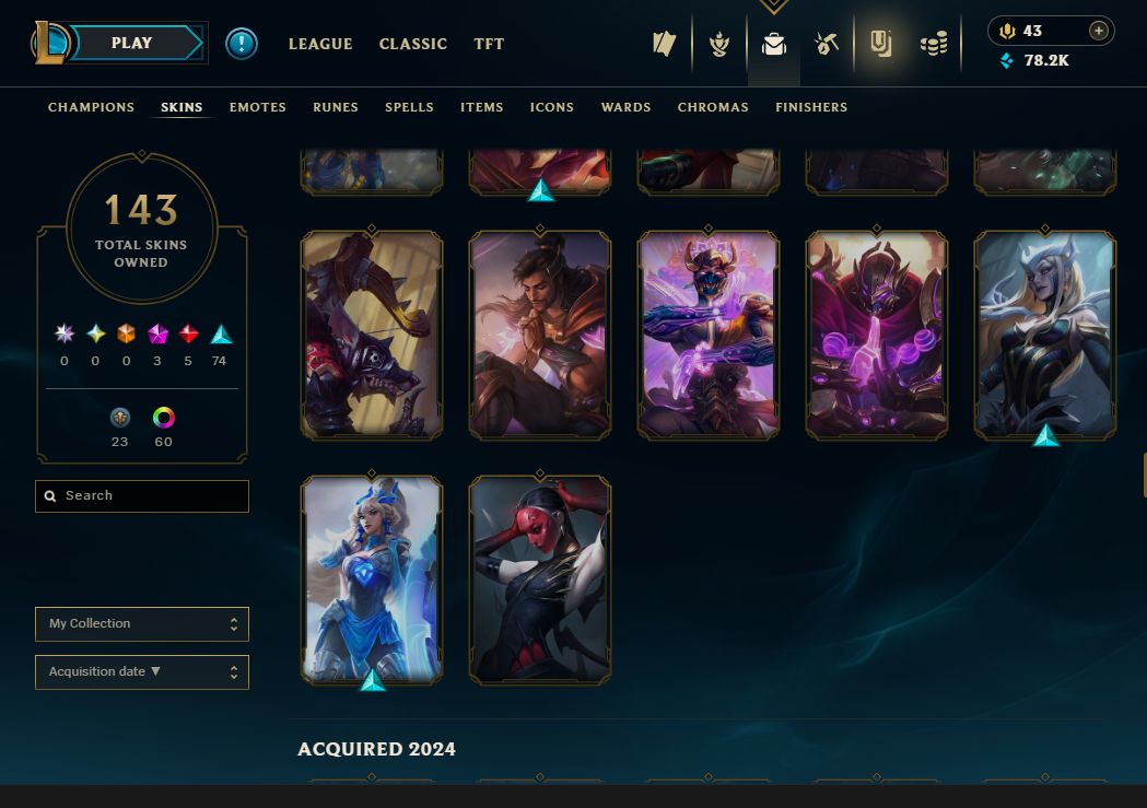Conta de lol 140 skins muda email senha e nick, ex diamante.