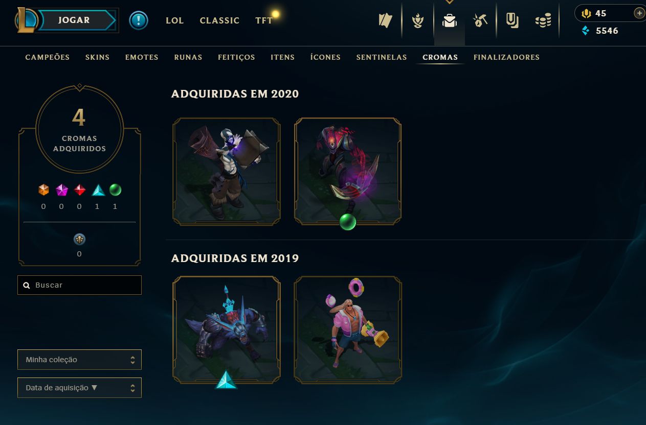 Conta LOL com 78 skins:SKIN LENDÁRIA DE AHRI, JHIN, BRAND, KAYLE, CAITLYN, LEONA