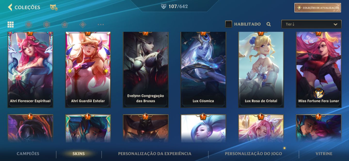 Conta main Evelyn, zoe e ahri com quase todas da seraphine