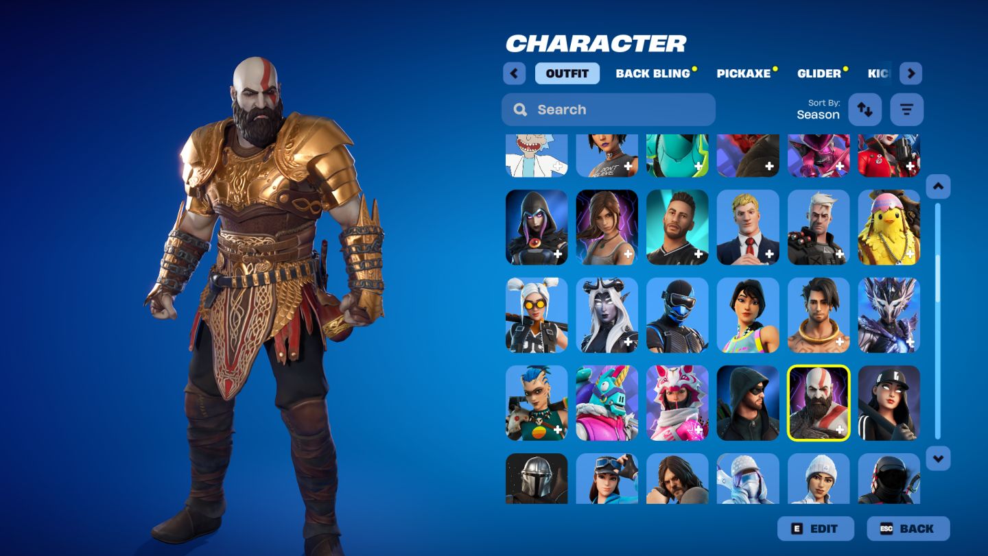 Conta Fortnite com Pacote Kratos completo, 11 Passes, Glow, Laguna, Cobalt, etc