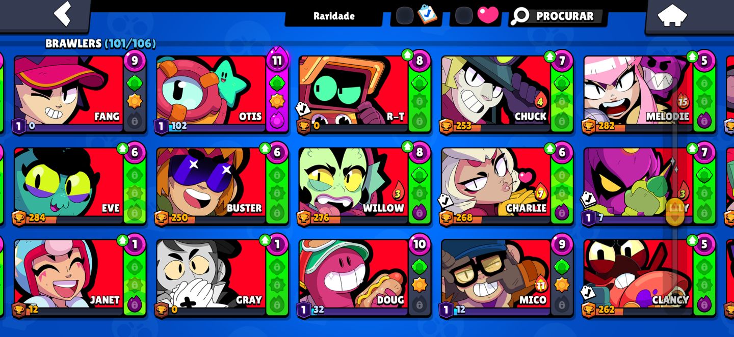 CONTA BRAWL STARS 53K TROFÉUS | 101 BRAWLERS | 143 SKINS | 4 LENDÁRIAS