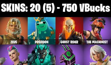 CONTA FORTNITE COM 20 SKINS ZEUS/POSEIDON/ARTEMIS/APHRODITE/MEDUSA/RUST