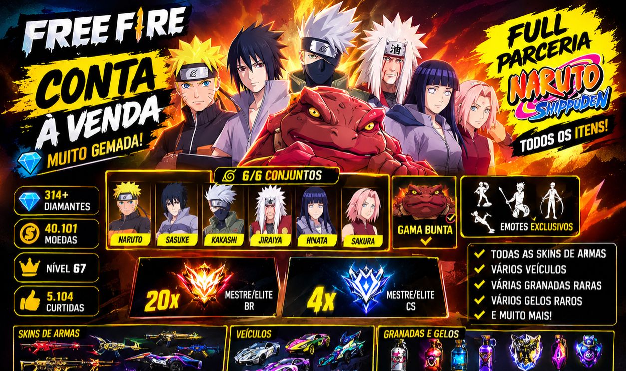 CONTA FREE FIRE COMPLETA E GEMADA À VENDA!