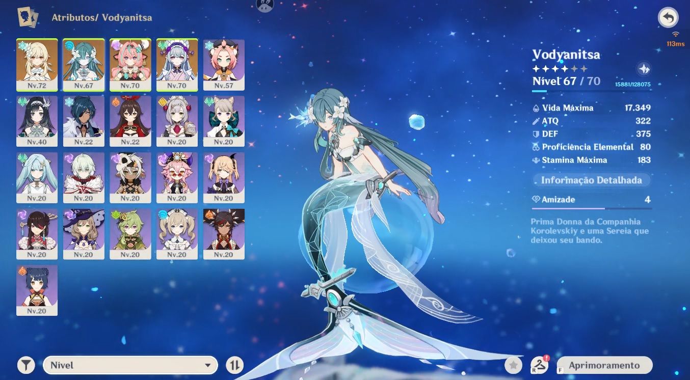 Genshin Varesa + Vodyanitsa e Mizuki C1 AR41 e Star Rail Aventurine WF AR40