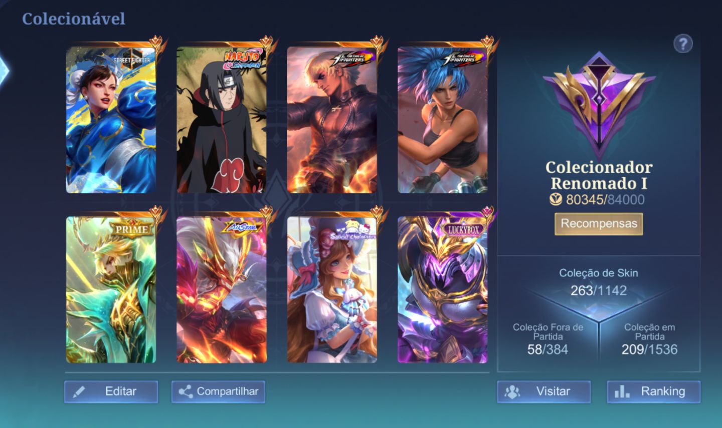 Conta Mobile Legends Alto Investimento passe e star ativos Skins Premium