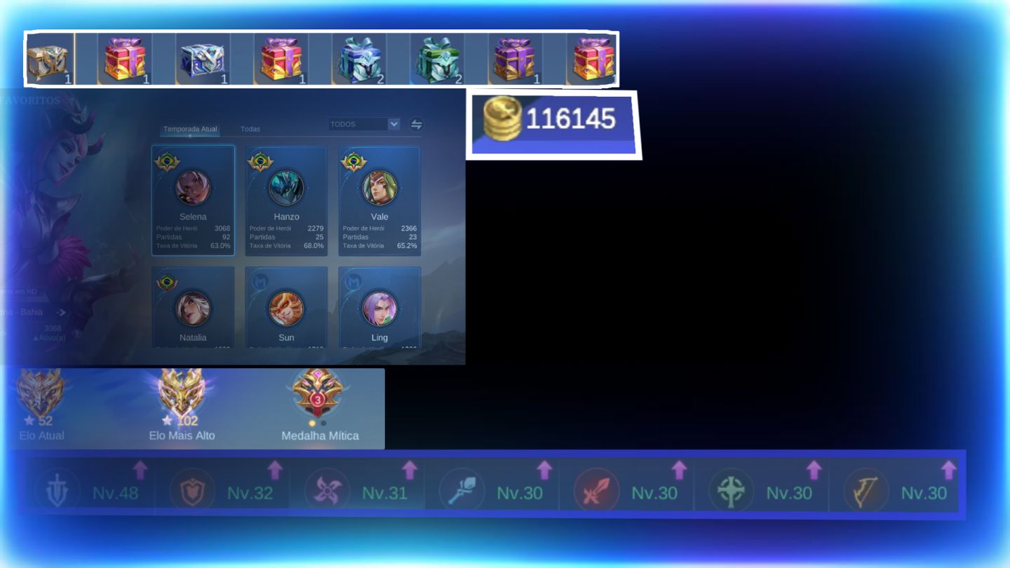 Conta SMURF GM - IMORTAL, mobile legends