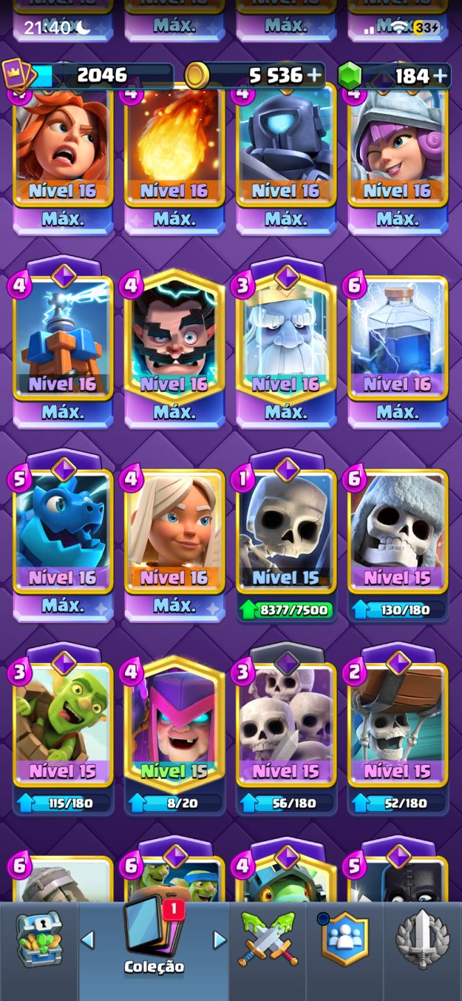 CONTA DE CLASH ROYALE MUITO FULL