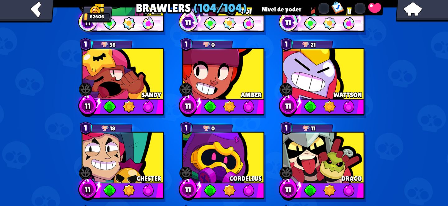 Conta TOPADA 106/106 com 57 brawl 11 com hipercarga