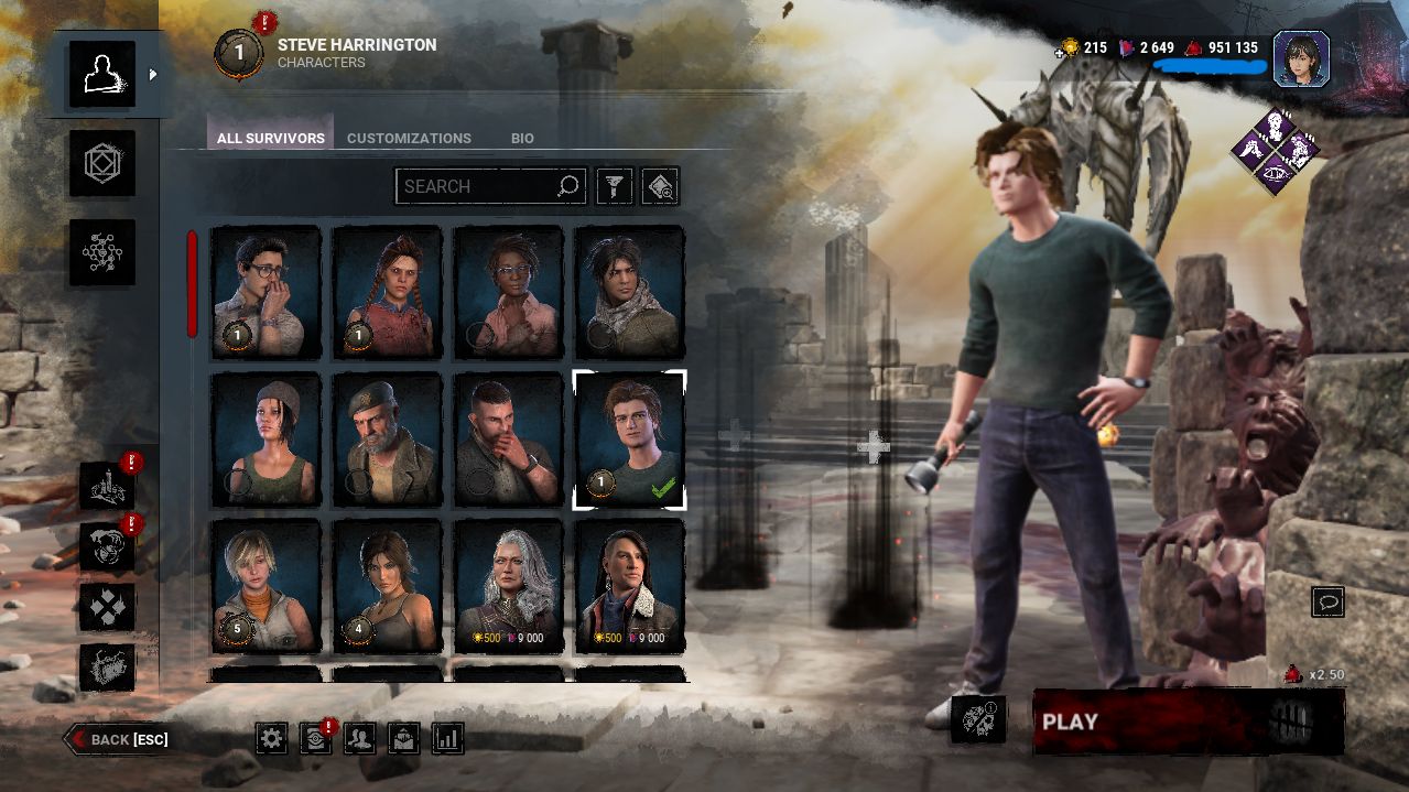 Conta steam com varios jogos, focada em dbd, com personagens pagos e skins