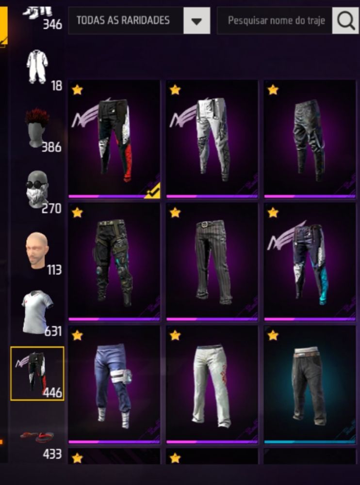CONTAS FREE FIRE ANTIGA COM 4 ARMAS EVOLUTIVA+ 5 PUNHO+770 PEITORAL+SOMBRA ROXA