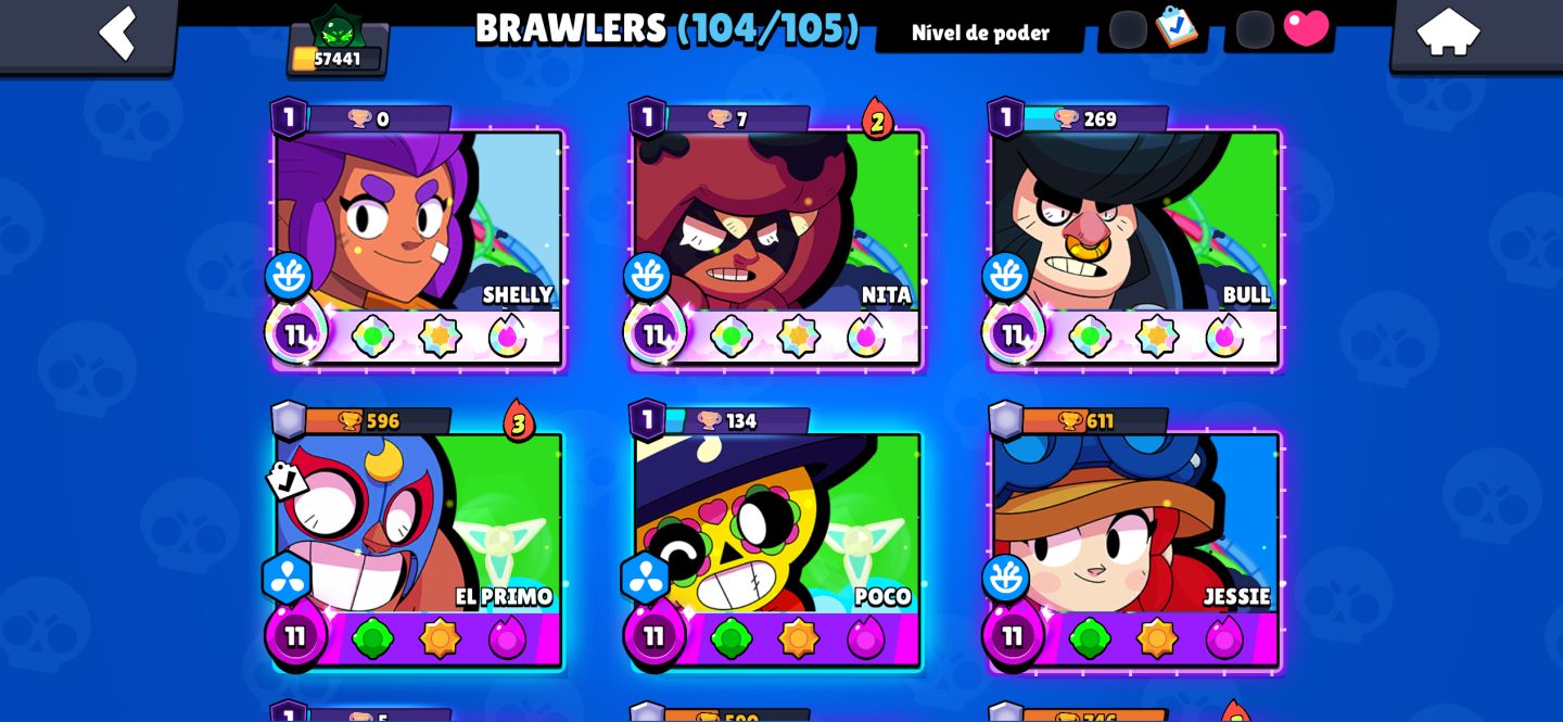 CONTA DE BRAWL STARS(57441 troféus, 17535 blings e 39 gemas)