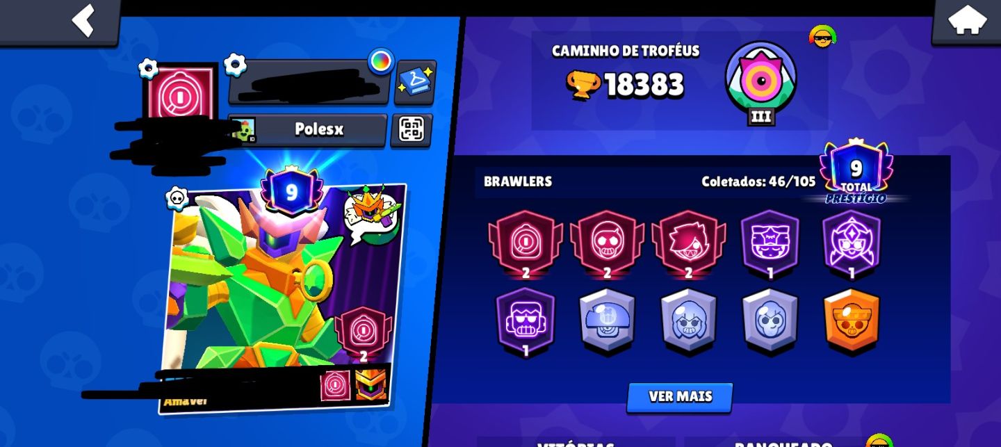 Conta brawl strars 18k troféus,46 brawlers 46 skins 1 hypercarregada, 1 lendaria