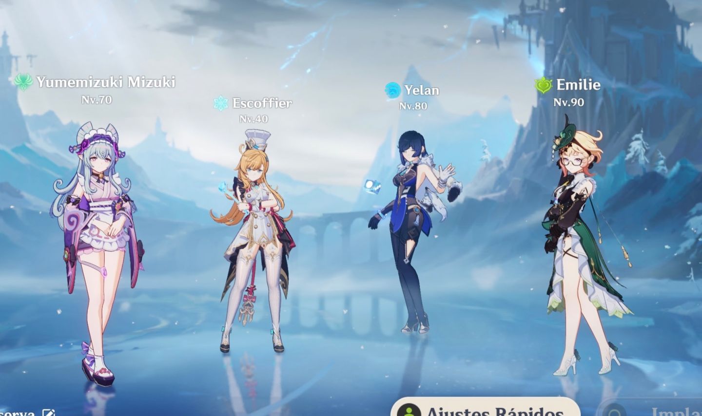 Genshin Impact | Mizuki C2 + Yelan C/ Assinatura + 2 Armas Assinatura + Emilie