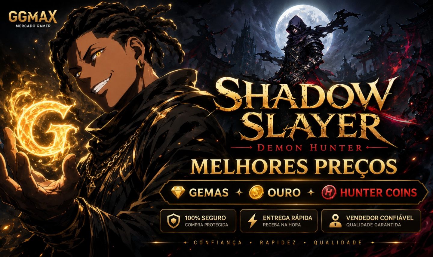SHADOW SLAYER - DEMON HUNTER | GEMAS + OURO + HUNTER COINS | TOP VENDAS