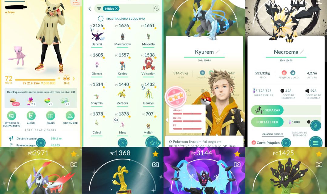 CONTA POKÉMON GO COM FUSÃO NECROZMA LUNALA&SOGALEO+FUSÃO KYUREM ZEKROM&RESHIRAM