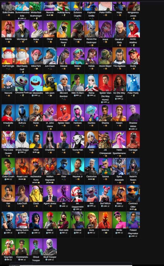 Conta fortnite muito rara mais de 130 skins e 155 picaretas