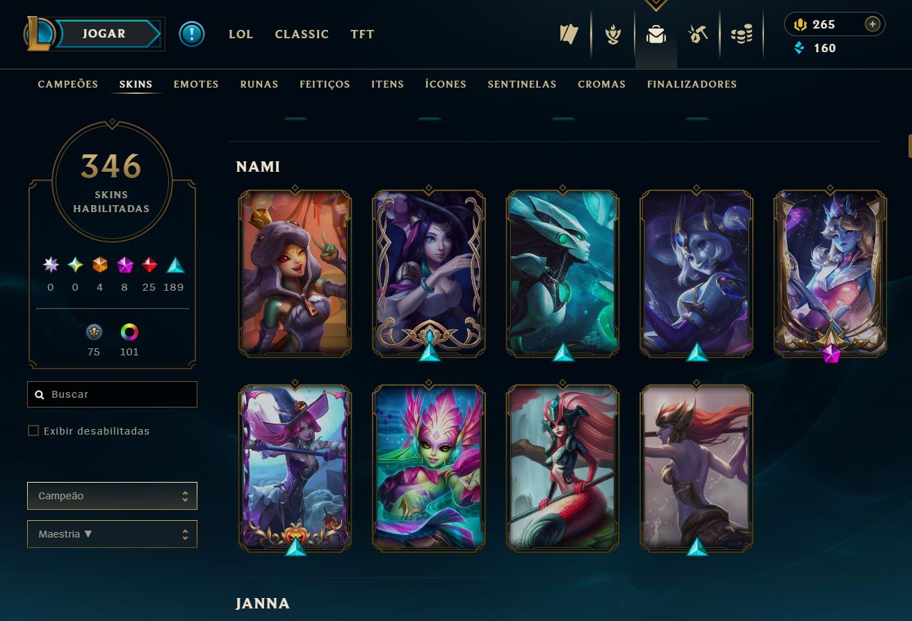Conta Lol Feminina Desde 2014, Main Sup e Adc, Skins Fofas, valor negociável
